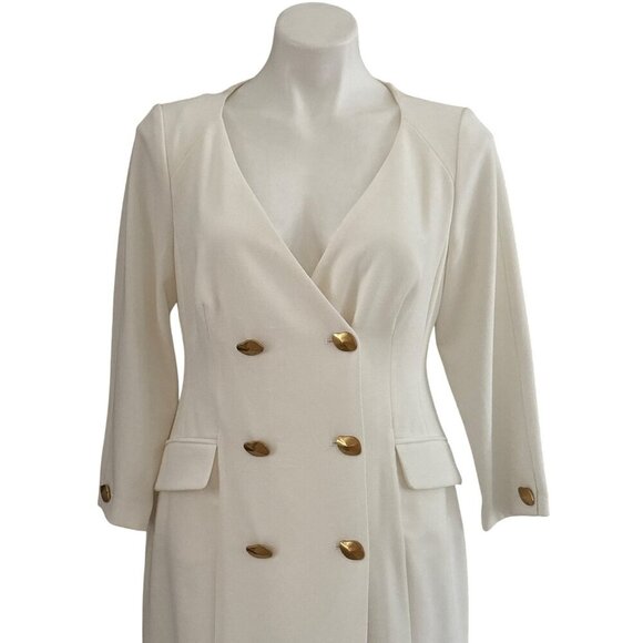 Donna Karan New York NWT $189 Cady Crepe V-Neck Jacket Dress, Ivory Women's 8 - Picture 3 of 11
